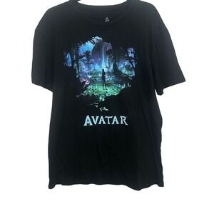 Avatar Mens Black Movie Forest Scene Short Sleeve Crew Neck T-Shirt Large